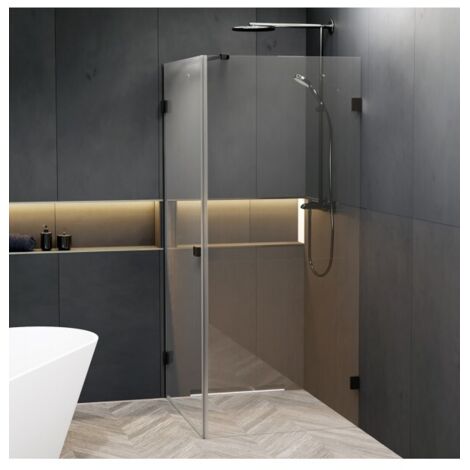 Cabine de douche d'angle SCANDIC NXT 201 RIHO 90x100 x200cm à charnière noire-Noir-Droite-Noir-90 --