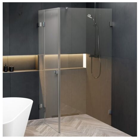 Cabine de douche d'angle SCANDIC NXT 203 RIHO 80x80 x200cm à charnière chromée-Chromé-Gauche-Chromé-80 --