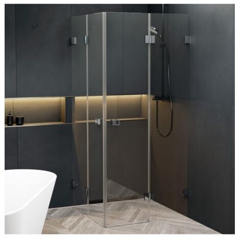 Cabine de douche d'angle SCANDIC NXT 207 RIHO 80x80 x200cm à charnière chromée