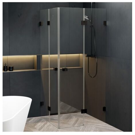 Cabine de douche d'angle SCANDIC NXT 207 RIHO 90x90 x200cm à charnière noire