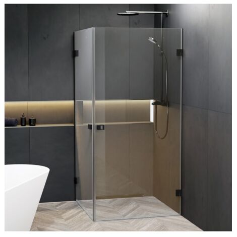 Cabine de douche d'angle SCANDIC NXT 209 RIHO 100x80 x200cm à charnière noire