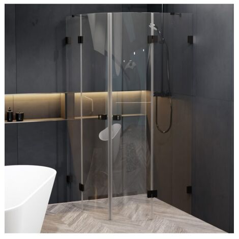 Cabine de douche ¼ de cercle SCANDIC NXT 309 RIHO 90x90 x200cm à charnière noire