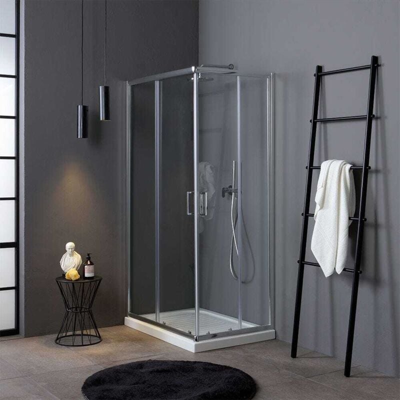 Kiamami Valentina - Paroi De Douche Economique Verre 4 Mm 70X90 Profil Chrome Luna