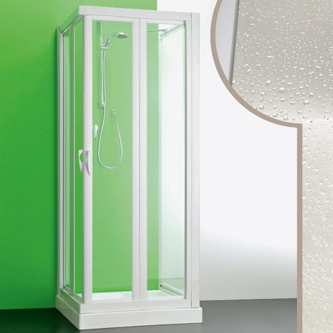 Cabine de douche en forme U 3 côtés ouverture pliante en acrylique blanc carré