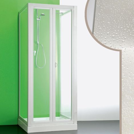 Cabine de douche 3 côtés ouverture pliante en acrylique blanc carré