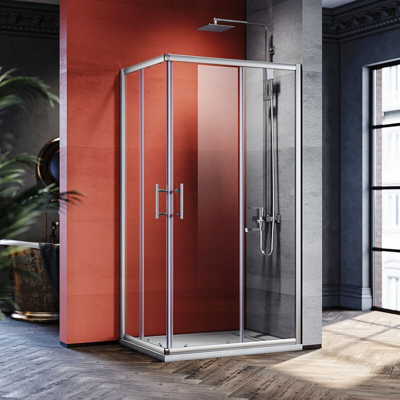 Sirhona - Cabine de douche Entrée d'angle Porte coulissante Verre trempé 6mm Installation réversible Profils An aluminium - 100x80x185cm