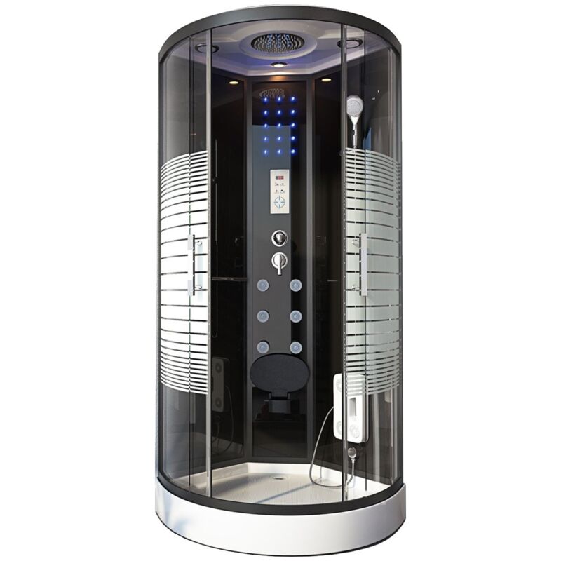 Cabine de douche Hammam noire modèle 90 x 90 x 220 cm Desineo