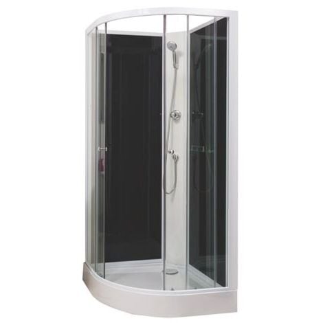 Cabine de douche GENA - Sans silicone - 1/4C  - Profilés aluminium - Blanc - En kit - 80cm