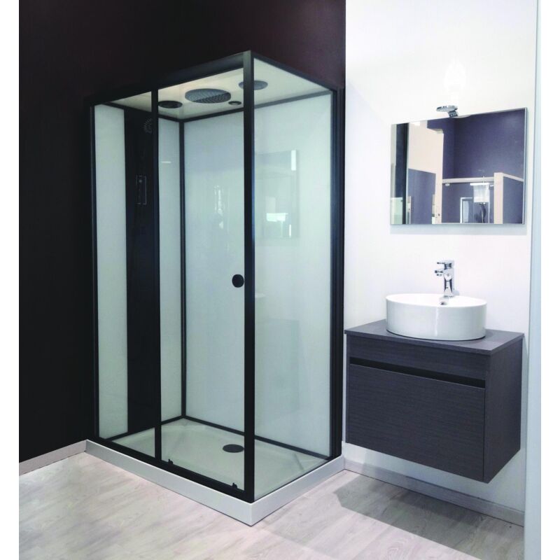 Ondee - Cabine hydromassante nogea slim - Sans silicone - Noir mat - En kit - 120x70cm