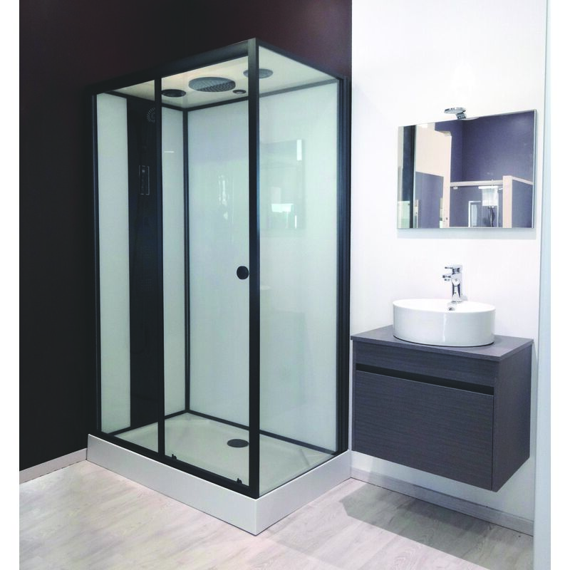 Ondee - Cabine hydromassante nogea - Sans silicone - Noir mat - En kit - 120x80cm