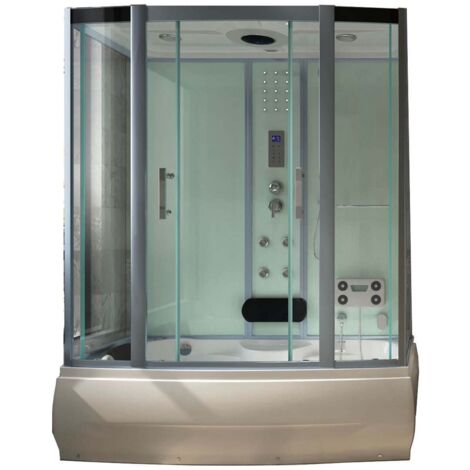 Cabine de douche Hammam + baignoire balnéothérapie 170 x 90 x 220 cm Desineo modèle blanc