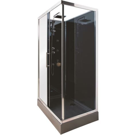 Ondée - Cabine de douche carrée hydromassante 90 x 90 cm accès de face porte pivotante - ELY