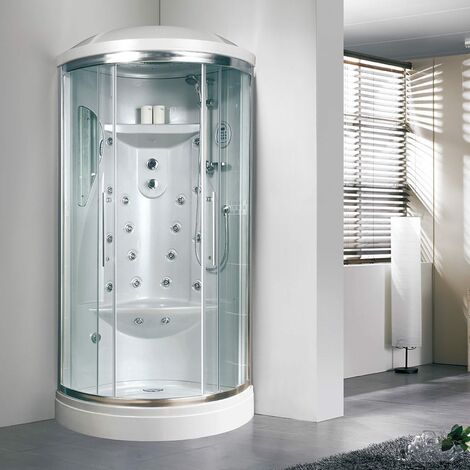 CABINE DE DOUCHE HYDROMASSAGE ET BAIN-VAPEUR 90 D'ANGLE MODÈLE IRIDE