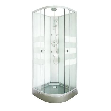 Cabine de douche hydromassante AMELIA - Porte Coulissante - Gris - 1/4 C - 80cm