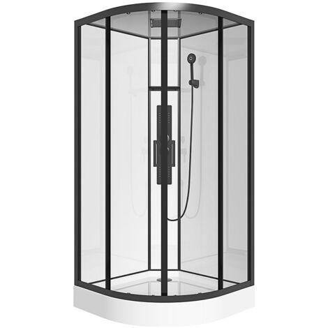 Cabine de douche hydromassante en quart de cercle - L90 x l90 x H215 cm - SOLENA