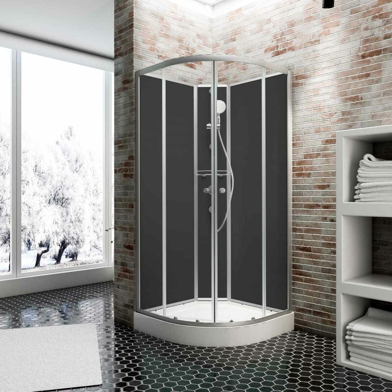 Schulte - jamais utilisé ]- Cabine de douche intégrale, 90 x 90 cm, Cabine de douche complète avec porte coulissante, parois fixes, receveur,