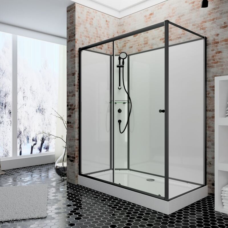 Schulte - jamais utilisé ]- Cabine de douche intégrale avec porte coulissante, verre 5 mm, Cabine de douche complète Tahiti 120 x 90 cm, paroi