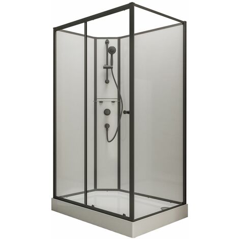 Cabine de douche intégrale avec porte coulissante, verre 5 mm, cabine de douche complète Tahiti, Schulte, dimension et ouverture au choix