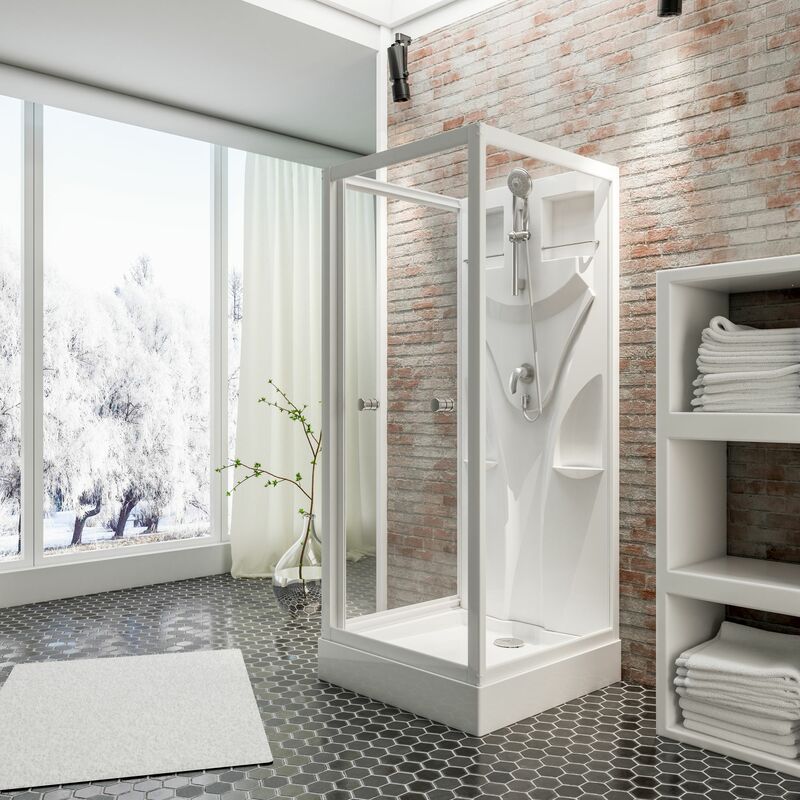 Schulte - jamais utilisé ]- Cabine de douche intégrale, verre de sécurité 5 mm, Cabine de douche complète, blanc alpin Juist, 80 x 80 x 190 cm