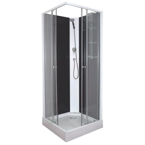 Cabine de douche MELIA - Sans silicone - 80x80cm - Profilés aluminium - Blanc - En kit