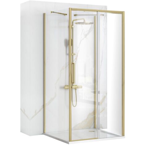 CABINE DE DOUCHE MURALE REA RAPID SLIDE BRUSH GOLD 130x100