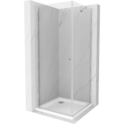Cabine de douche pivotante Mexen Pretoria 80 x 80 cm, transparent, chrome + bac plat - 852-080-080-01-00-4010