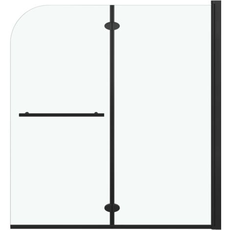 Cabine de douche pliable 2 panneaux ESG 120x140 cm Noir