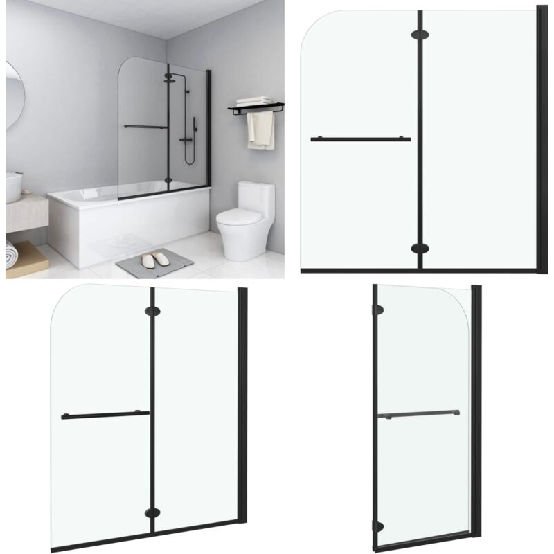 Vidaxl - Cabine de douche pliable 2 panneaux esg 120x140 cm Noir - enclos de douche - cabine de douche - Home & Living