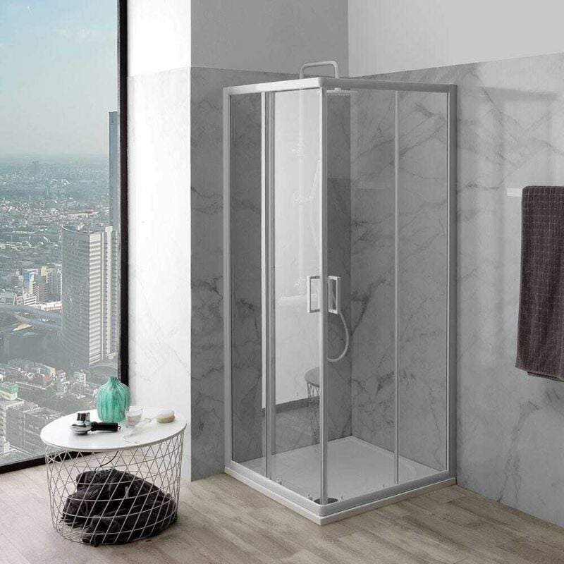 Kiamami Valentina - Paroi De Douche Quadrato 80X80 Avec Profils Blancs Venere