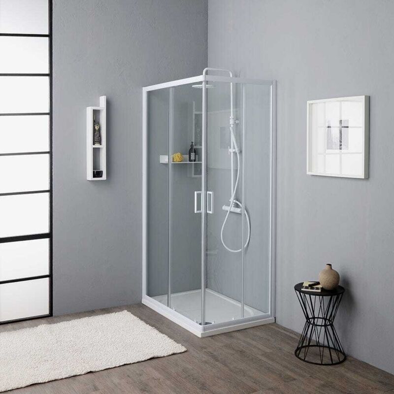 Kiamami Valentina - Paroi De Douche Avec Chassis Blanc 70X90 Cm Venere