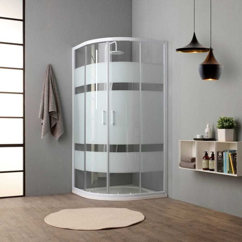 Kiamami Valentina - Paroi De Douche Incurvée 90X90 Crystal 4 Mm Sérigraphié Venere