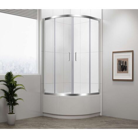 Cabine de douche quart de cercle 90x90 cm – Aluminium poli, verre de sécurité 6 mm – Porte coulissante – MD2516 – Polysan