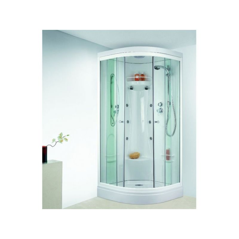 Cabine de douche quart de rond portes coulissantes transparentes - 90 x