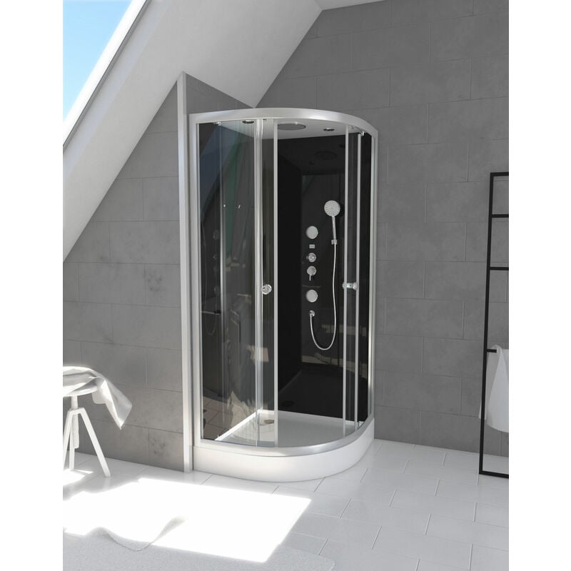 Cabine de douche raven round 1/4 de cercle 90x90x215cm