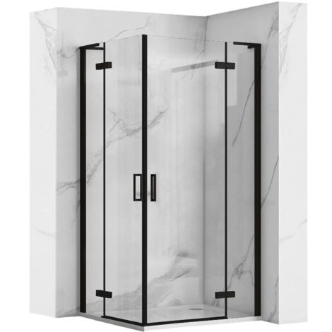 CABINE DE DOUCHE REA HUGO DOUBLE BLACK 80x80