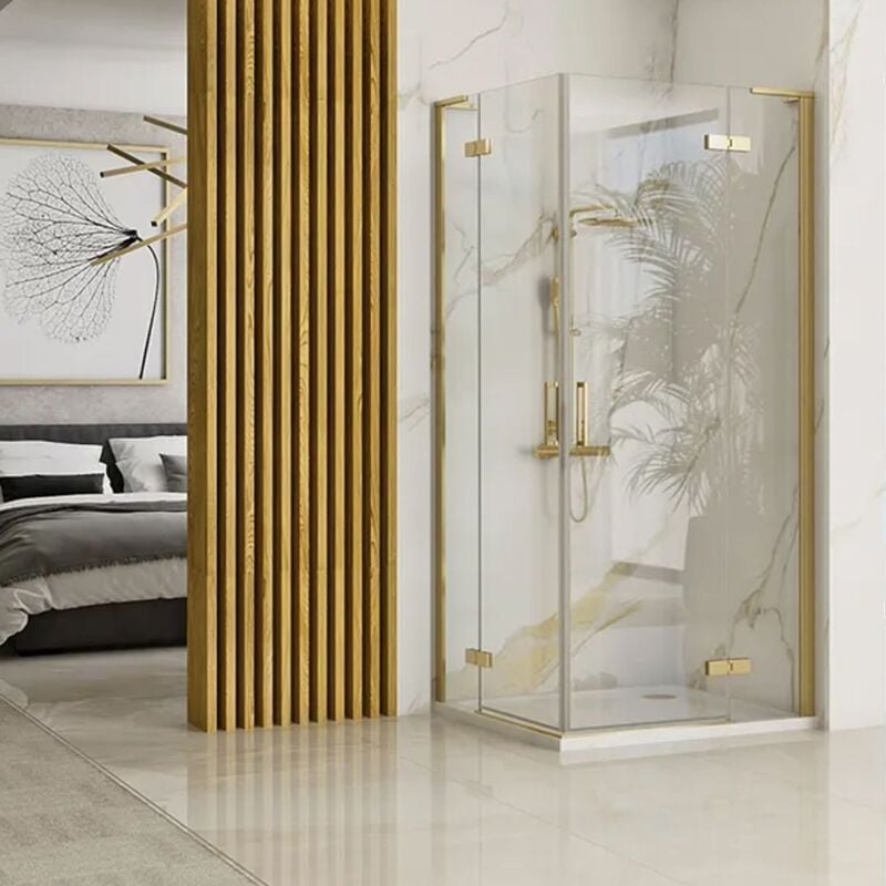 Cabine de douche REA hugo double brush gold 100x100