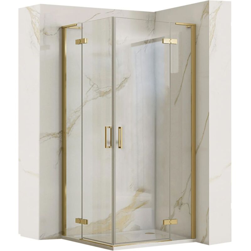 Cabine de douche REA hugo double brush gold 80x80