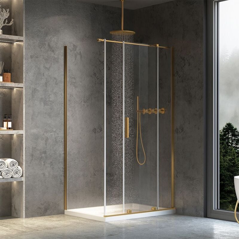 Cabine de douche REA montana brushed gold 110X90
