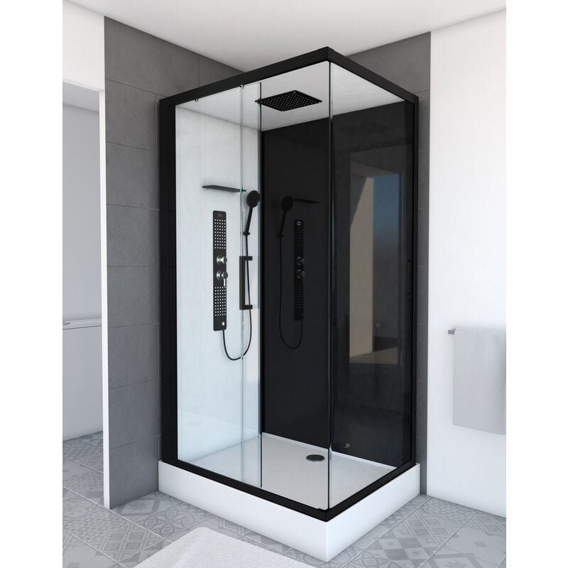 Aurlane - Cabine de douche duality 3 rectangle - 110x80x215cm - Verre Trempé - Mitigeur Chrome