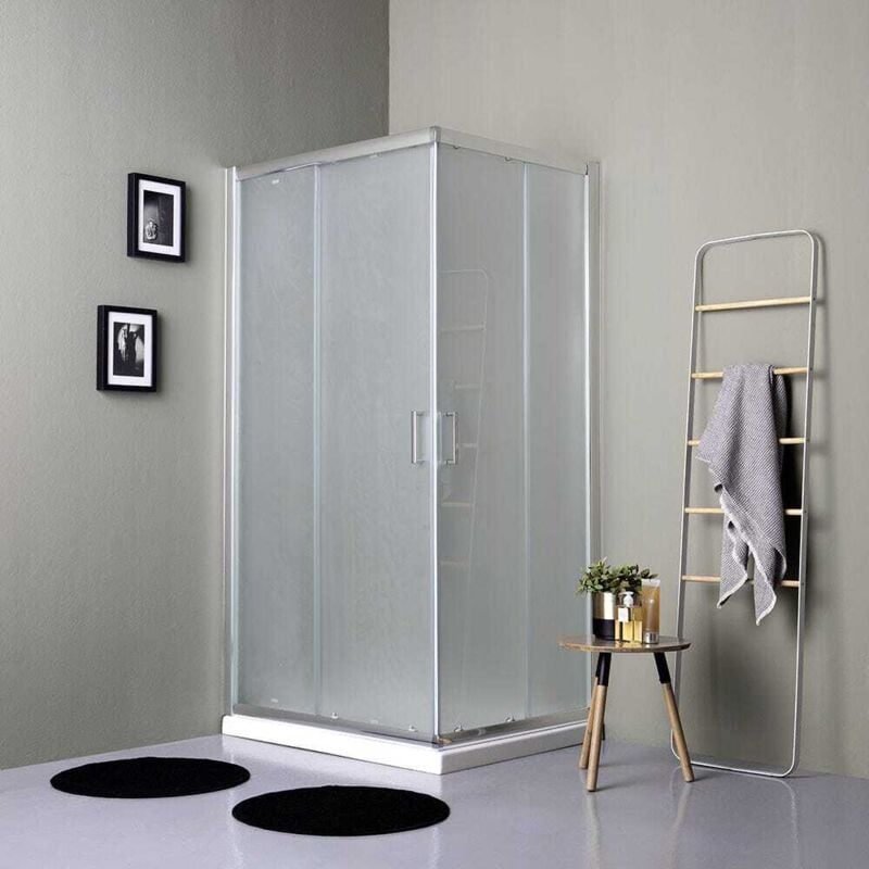 Kiamami Valentina - Paroi De Douche Rectangulaire 100X80 Satinée Portes Coulissantes 6Mm Giada