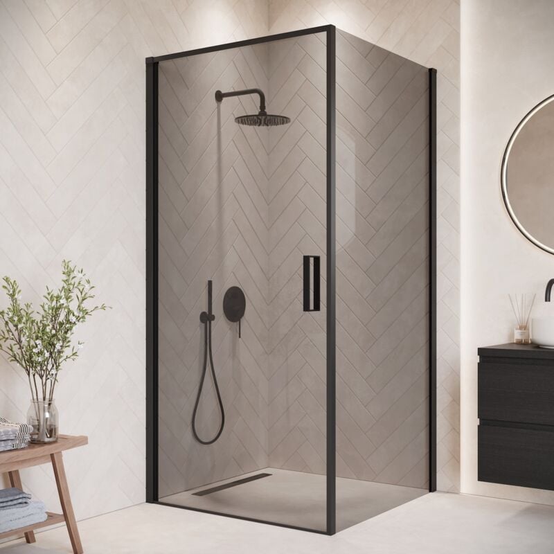 Badplaats - Cabine de Douche Salle de Bain Alava 80 x 80 x 190 cm - Noir - c
