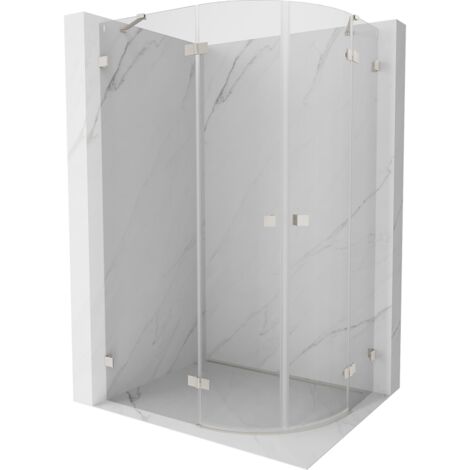 Cabine de douche semi-circulaire pivotante gauche Mexen Lunar 100 x 80 cm, transparente, nickel brossé - 833-100L-080P-97-00