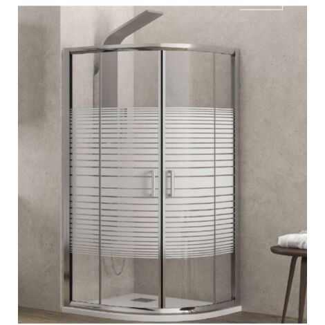 Cabine de douche sérigraphiées ¼ de cercle NEW FLORA 200 H.180 cm-Transparent-Transparent--
