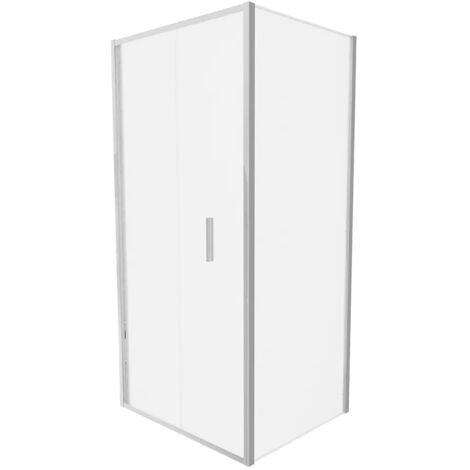 Cabine de douche Slim 70x70cm avec porte pliante et paroi fixe Profils chromés et verre opaque 6mm h190 Mod. Portofino
