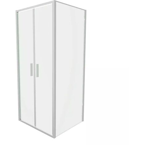 Cabine de douche Slim 80x100cm avec porte Saloon et paroi fixe Profils chromés et verre transparent 6mm h190 Mod. Portofino