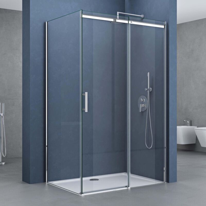Sogood - Cabine de douche transparent 70x140 paroi de douche avec porte coulissante pare douche rectangulaire en angle 70x140x195cm entrée droite