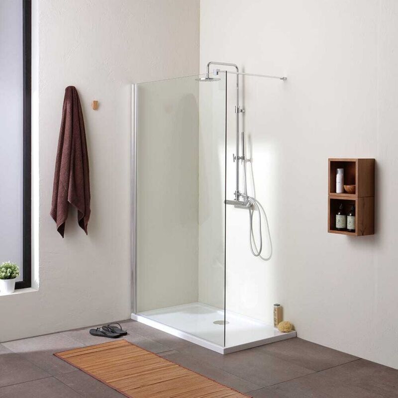 Kiamami Valentina - Paroi De Douche Walk-In 120 Cm En Verre Transparent De 8 Mm