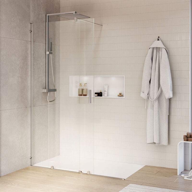 Paroi de douche verre claire 8mm Cabine de douche étanche intégrale Parre douche porte coulissante - NT101 - Largeur au choix 1400mm - Bernstein