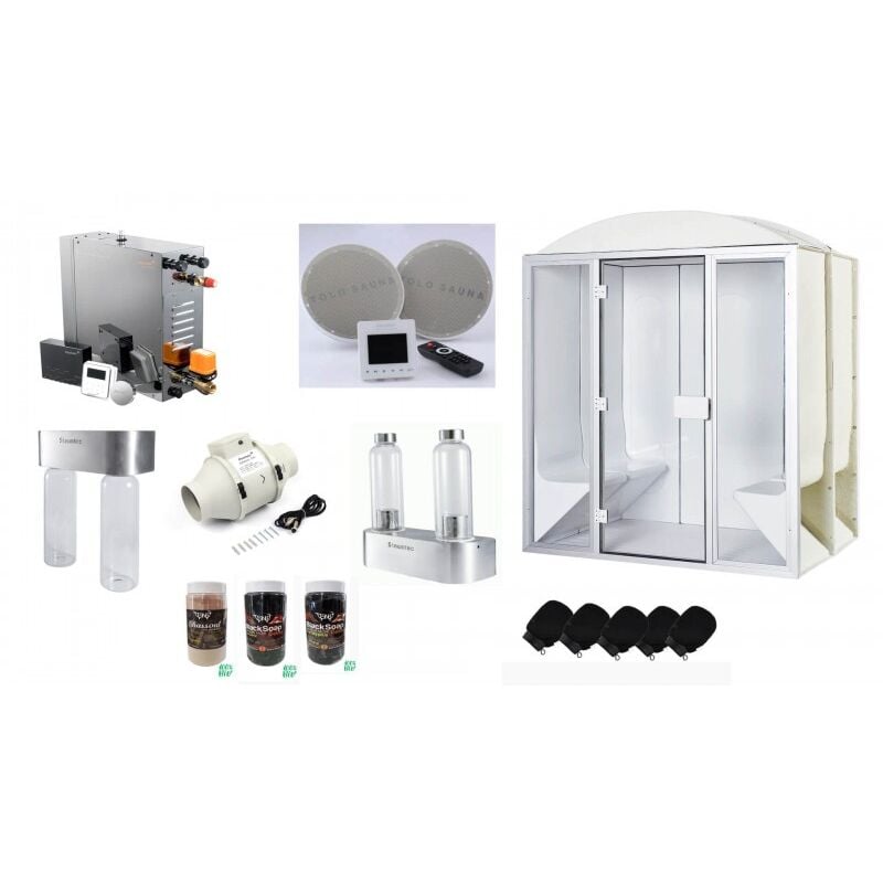 Desineo - Cabine de hammam pro 6 places premium complète 190 x 190 x 225 cm en acrylique + porte et vitres