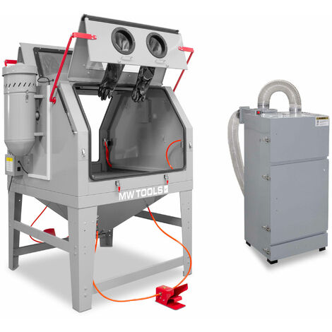 Cabine de sablage 1200 L pro double poste de travail avec aspiration cyclonique externe MW Tools CAT1200FC
